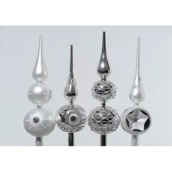 Snowflake Glazen Piek Groot Dia 8 Cm Zilver> Kerstballen