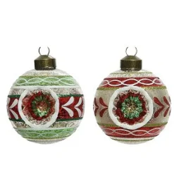 Decoris Kerstbal 8Cm Glas Antiek Set A 3 Assorti> Kerstballen