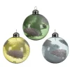 Snowflake Kerstbal Glas Met Glitterveren Dia 8Cm Set A 3 Stuks> Kerstballen