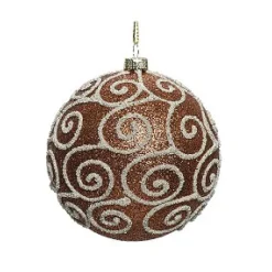 Decoris Kerstbal Kunststof Met Krul O8Cm Bruin> Kerstballen