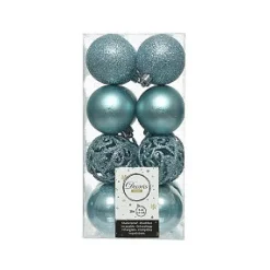 Decoris Kerstbal Kunststof Mix Arcticblue 6Cm> Kerstballen