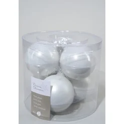 Christmas Decoration Kerstballen Glas 8Cm Winterwit Koker A 6 Stuks> Kerstballen