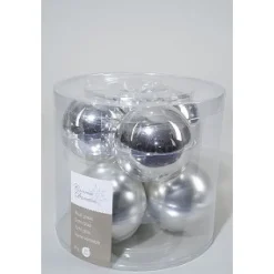 KSD Electrical Kerstballen Glas 8Cm Zilver Koker A 6 Stuks> Kerstballen