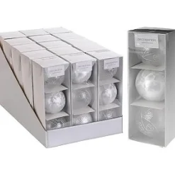 Christmas Decoration Kerstballen Kunststof 8Cm Zilver Ds A3St> Kerstballen