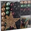 House & Style Kerstballen Versierset Kunststof 45 Delig Groen/Goud/Marsala/Zwart> Kerstballen