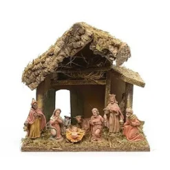 KSD Electrical Kerststal 8 Figuren Poly 27X17X26Cm Multi Krimp> Kerststal
