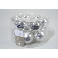 Christmas Decoration Koker A 12 Zilveren Ballen 5Cm> Kerstballen
